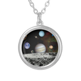 Solar System Voyager-Bilder Montage Space-Fotos Versilberte Kette
