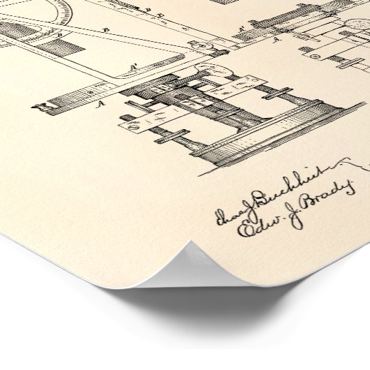 Solar Theodolite 1883 Patent Art Old Peper Poster (Ecke)