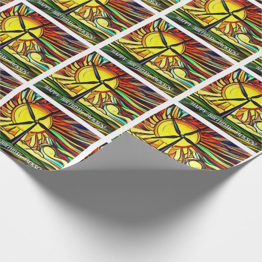 Solar- und Windenergie Geschenkpapier (Ecke)