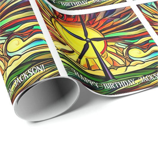 Solar- und Windenergie Geschenkpapier (Rolleneckpunkt)