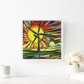 Solar- und Windenergie Quadratische Wanduhr (Zuhause)