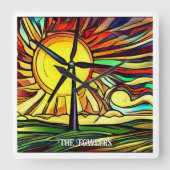 Solar- und Windenergie Quadratische Wanduhr (Vorderseite)