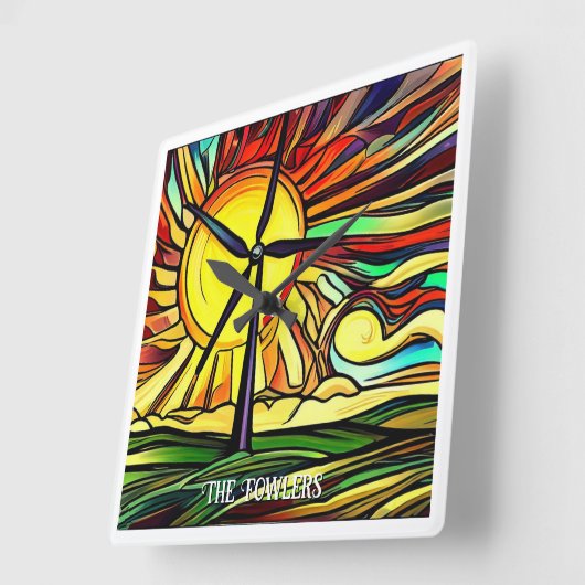 Solar- und Windenergie Quadratische Wanduhr (Winkel)