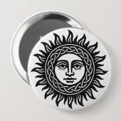 Solar Visage Siegel – Schwarzes Sonnen-Emblem Button (Vorne & Hinten)