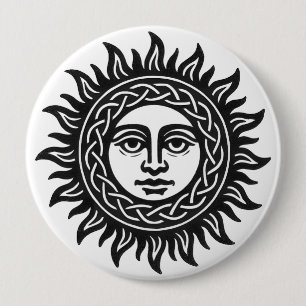 Solar Visage Siegel – Schwarzes Sonnen-Emblem Button