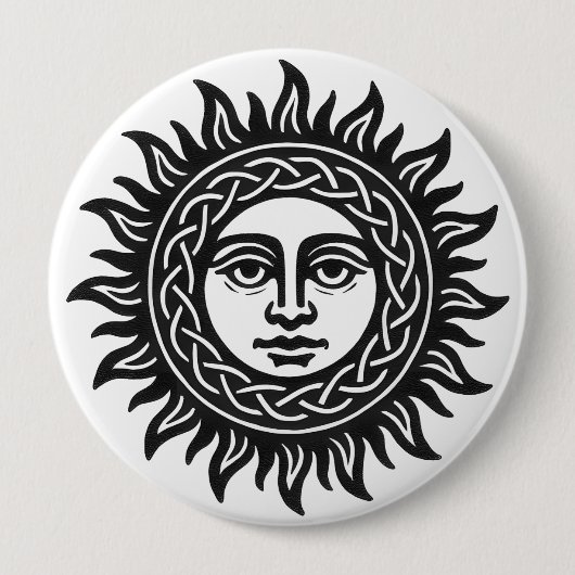 Solar Visage Siegel – Schwarzes Sonnen-Emblem Button (Vorderseite)
