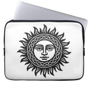 Solar Visage Siegel – Schwarzes Sonnen-Emblem Laptopschutzhülle