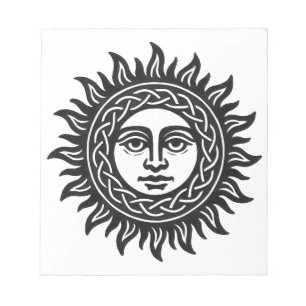 Solar Visage Siegel – Schwarzes Sonnen-Emblem Notizblock