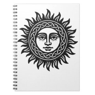 Solar Visage Siegel – Schwarzes Sonnen-Emblem Notizblock