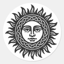 Solar Visage Siegel – Schwarzes Sonnen-Emblem Runder Aufkleber
