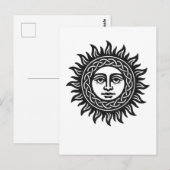 Solar Visage Sigil – Black Sun Emblem Tee Postkarte (Vorne/Hinten)