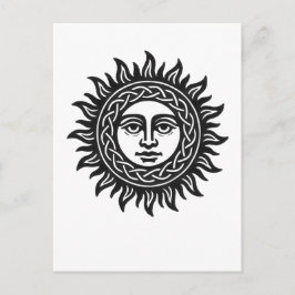 Solar Visage Sigil – Black Sun Emblem Tee Postkarte