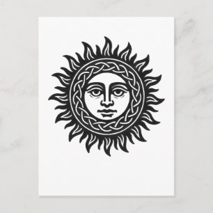 Solar Visage Sigil – Black Sun Emblem Tee Postkarte