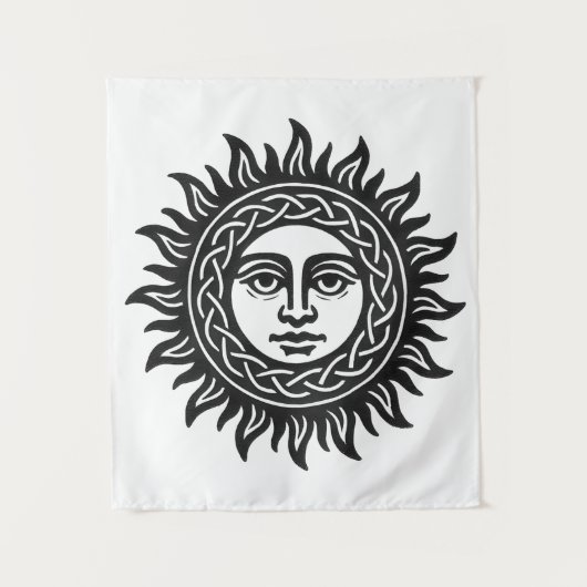 Solar Visage Sigil – Black Sun Emblem Wandteppich (Vorderseite)
