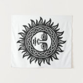 Solar Visage Sigil – Black Sun Emblem Wandteppich (Vorderseite (Horizontal))