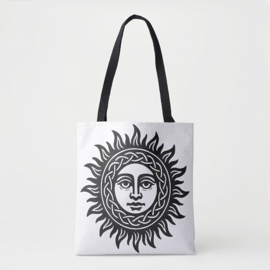 Solar Visage Sigil – Schwarzes Sonnen-Emblem Tasche (Vorderseite)