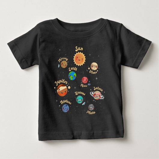 Solaranlagen Kids Wissen Weltraum Baby T-shirt (Vorderseite)