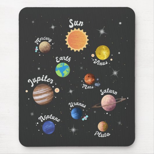 Solaranlagen Kids Wissen Weltraum Ca Mousepad (Vorne)