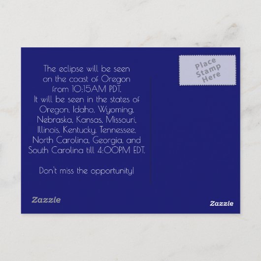 Solareinblick insgesamt postkarte (Rückseite)