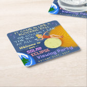 Solareklipse-Party lustiger Retro Sun, der 2017 Rechteckiger Pappuntersetzer (angewinkelt)