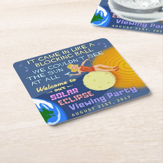 Solareklipse-Party lustiger Retro Sun, der 2017 Rechteckiger Pappuntersetzer (angewinkelt)