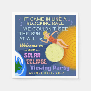 Solareklipse-Party lustiger Retro Sun, der 2017 Serviette