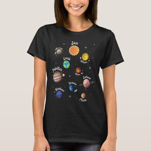 Solares System Kids Planets Outer Space Knowledge  T-Shirt (Vorderseite)