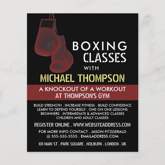 Solarisierte Boxhandschuhe, Boxing Class Adververt Flyer (Vorne)