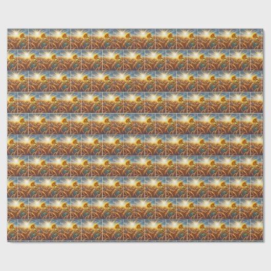Solarium-Sonnenblume im Weizenfeld Geschenkpapier (Flach)