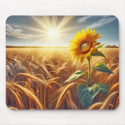 Solarium-Sonnenblume im Weizenfeld Mousepad (Vorne)
