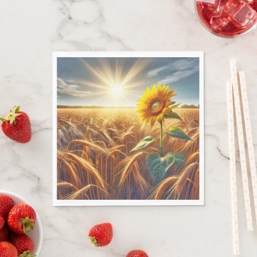 Solarium-Sonnenblume im Weizenfeld Serviette (Beispiel)