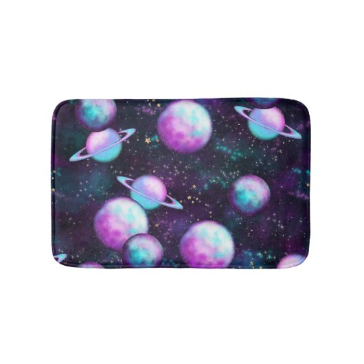 Solarleuchte | Cosmic Blue Lila Pink Planet Badematte (Vorderseite)