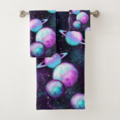 Solarleuchte | Cosmic Blue Lila Pink Planet Badhandtuch Set (Insitu)