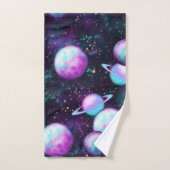 Solarleuchte | Cosmic Blue Lila Pink Planet Badhandtuch Set (Handtuch)