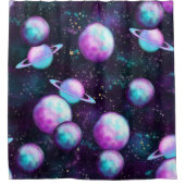 Solarleuchte | Cosmic Blue Lila Pink Planet Duschvorhang (Vorderseite)