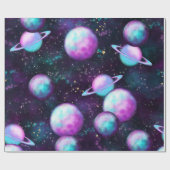 Solarleuchte | Cosmic Blue Lila Pink Planet Geschenkpapier (Flach)