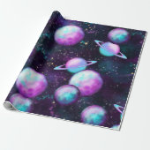 Solarleuchte | Cosmic Blue Lila Pink Planet Geschenkpapier (Ungerollt)