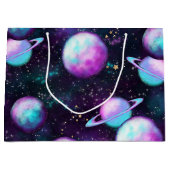 Solarleuchte | Cosmic Blue Lila Pink Planet Große Geschenktüte (Vorderseite)