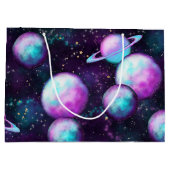Solarleuchte | Cosmic Blue Lila Pink Planet Große Geschenktüte (Rückseite)