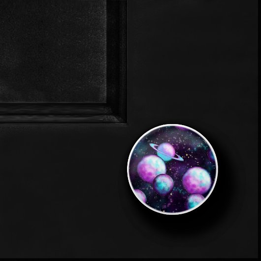 Solarleuchte | Cosmic Blue Lila Pink Planet Keramikknauf