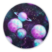Solarleuchte | Cosmic Blue Lila Pink Planet Keramikknauf (Vorderseite)