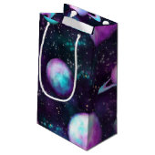 Solarleuchte | Cosmic Blue Lila Pink Planet Kleine Geschenktüte (Rückseite Schrägansicht)