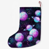 Solarleuchte | Cosmic Blue Lila Pink Planet Kleiner Weihnachtsstrumpf (Rückseite)