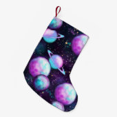 Solarleuchte | Cosmic Blue Lila Pink Planet Kleiner Weihnachtsstrumpf (Vorderansicht (hängend))