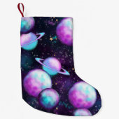 Solarleuchte | Cosmic Blue Lila Pink Planet Kleiner Weihnachtsstrumpf (Vorderseite)