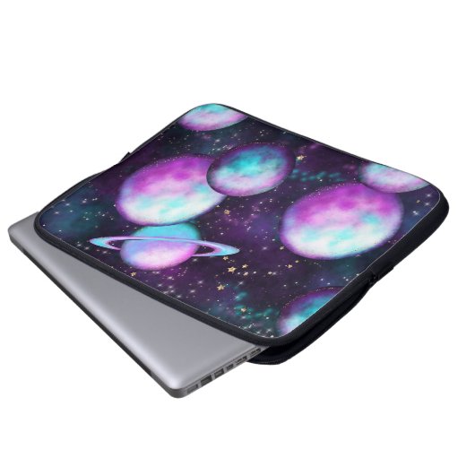 Solarleuchte | Cosmic Blue Lila Pink Planet Laptopschutzhülle (Vorne Knopf)
