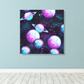 Solarleuchte | Cosmic Blue Lila Pink Planet Leinwanddruck (Insitu (Holzboden))