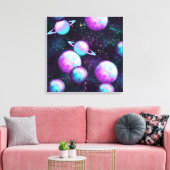 Solarleuchte | Cosmic Blue Lila Pink Planet Leinwanddruck (Insitu (Wohnzimmer))
