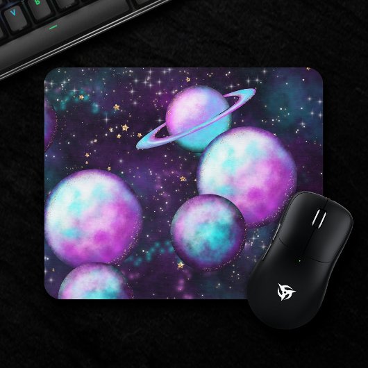 Solarleuchte | Cosmic Blue Lila Pink Planet Mousepad