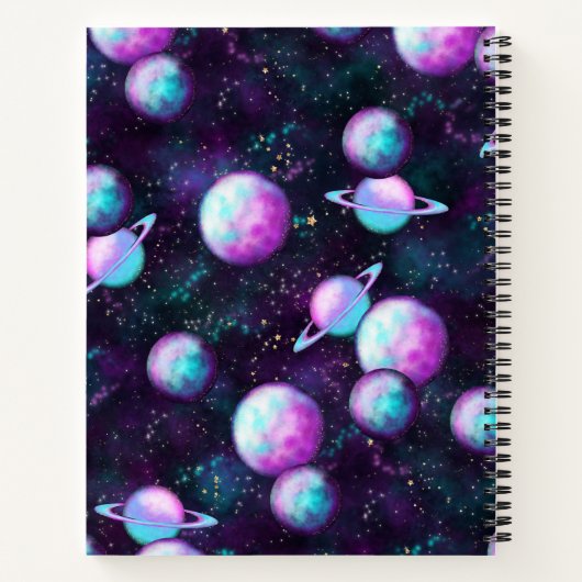 Solarleuchte | Cosmic Blue Lila Pink Planet Notizblock (Rückseite)